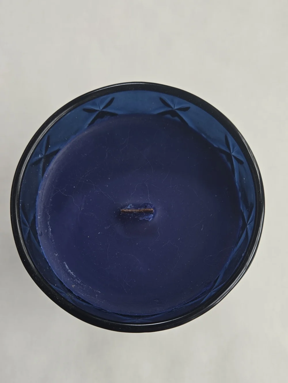 Ninety Six No. 03 Deep Blue Glass Scented Candle Wooden Wick 16.6 oz NWOT